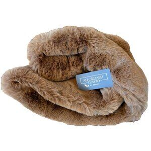 Camel Faux Bunny Fur Infinity Scarf Wrap by Sprigs Winter SOFT Brown
